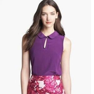 Kate Spade Purple Silk Rosalind Collared Tank